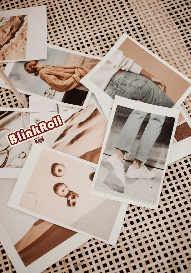 Stapel afgedrukte foto's op een tafel